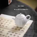 White porcelain sheep fat jade tea pot, ceramic household tea pot, single pot, Kung Fu tea set, side handle pot, Western style t - Image 5