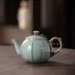 「天青汝壶 · Mistjade」 — 210ml Tianqing Ru Kiln Teapot (Chinese Ceramic · Ball Hole Filter · Handmade Single Gongfu Brewing Pot for Household Use)
