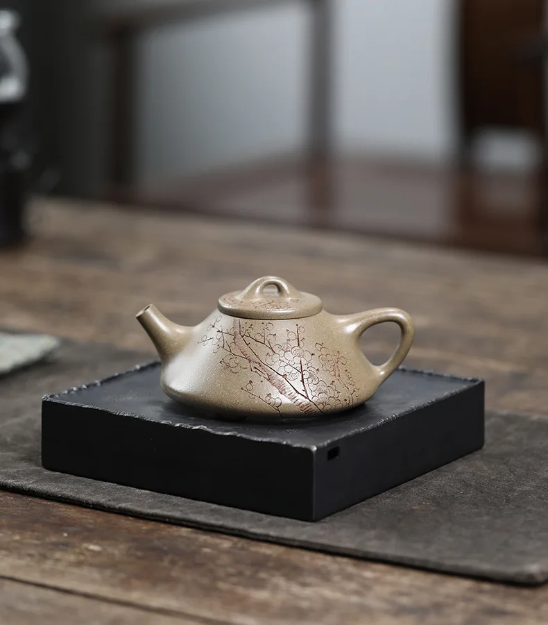 kf-Sdb33f06e670b4ef3bc978c7ed02abf52B 「枝影如诗 · Branchlight Form」 — 160ml Handcrafted Yixing Purple Clay Teapot with Floral Motif | Gongfu Brewing for Fragrant Black & Oolong Teas · RI ONIY Famous Artist Edition - Image 1