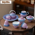 160ml Hand-painted Deer Starry Sky Lid Bowl Tea Cup Pot Bearing Zen Tea Infuser Pot Tea Brewing Kettle With Filter Ornaments