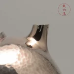 「藏六壶 · Zangroku Form」 — 350ml Hand-Carved 999 Sterling Silver Teapot (Geometric Hammer Pattern · Jade Knob · Retro Japanese Style) - Image 4