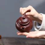 「梅影壶 · Plumtrace」 — 230ml Handmade Yixing Purple Clay Teapot (Raw Ore Zisha · Floral Engraving · Beauty Form) - Image 4