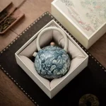 220ML Antique Ru Kiln Flowering Spring Pot Lifting Beam Pot Retro Home Brewing Teapot Tea Maker Jianshui KungFu TeaSet Gift Box - Image 4