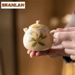 「桂香文旦壶 · Osmanthus Bloom」 — 145ml Hand-Painted Ceramic Teapot (Wendan Form · Osmanthus Motif · With Filter) - Image 6