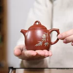 「蝶舞朱泥 · Butterfly Grace」 — 80ml Handmade Yixing Purple Clay Teapot | Raw Ore Zhu Mud · Butterfly & Bamboo Motif · BRTRINBSY TEA Edition