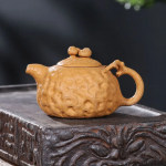 「春壶 · Spring Revival」 — 250ml Handmade Yixing Teapot (Raw Ore Gold Section Mud · Retro Spring Pot Form · Zisha Clay)