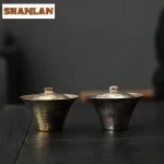 110ml Gilded Silver Thin Porcelain Gaiwan Japanese Tea Tureen Tea Bowl With Lid Kit Tea Brewing Cover Bowl Chinese Tea Set Gift