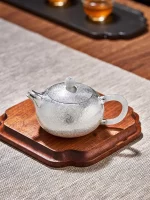 「玉柄西施壶 · Jade Whisper」 — 250ml Handmade 999 Sterling Silver Teapot (Xishi Form · Jade Handle · Chinese Gongfu Tea Set) - Image 2