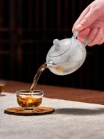 「玉柄西施壶 · Jade Whisper」 — 250ml Handmade 999 Sterling Silver Teapot (Xishi Form · Jade Handle · Chinese Gongfu Tea Set) - Image 3