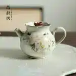 「灰影桃花壶 · Petal Ash」 — 90ml Grass-Ash Glazed Ceramic Teapot (Pure Hand-Painted Peach Blossom Motif · Miniature Gongfu Brewing Vessel)