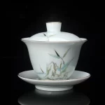 Chinese Style White Porcelain Sancai Gaiwan Elegant Flower Pattern Kungfu Tea Tureen Infuser Kitchen Teaware 165ml - Image 4
