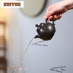「高盘壶 · Ashwing」 — 200ml Handmade Yixing Purple Clay Teapot (Raw Ore Dahongpao Covered with Ash · High Pan Form · Bird & Branch Engraving) - Image 2