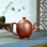 「香禽壶 · Incense Wing」 — 300ml Handmade Yixing Purple Clay Teapot (Raw Ore Purple Clay · 9-Hole Filter · Bird & Blossom Engraving) - Image 2