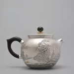 「千里西施壶 · Qianli Whisper」 — 160ml / 280ml Handmade 999 Sterling Silver Teapot (Jiangyan Qianli Studio · Japanese Style · Xishi Form · High-End Gongfu Vessel)