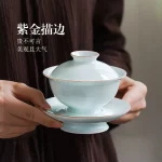 Porcelain Kiln Fire Handmade Jingdezhen High-End Ceramics Bluish White Cover Teacup Single Non-Scald Gift Box - Image 3