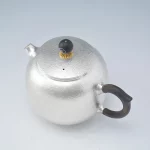 「竹影壶 · Bamboo Whisper」 — 220ml Handmade 999 Sterling Silver Teapot (Engraved Bamboo Motif · Textured Body · Black Handle & Swirl Lid) - Image 4